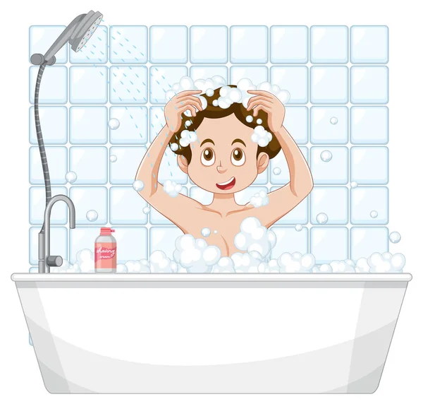 一个正在洗澡的女青少年 — 图库矢量图片