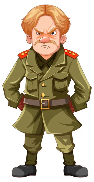 不気味な表情のイラストを持つ重大な軍事将校 — ストックベクタ