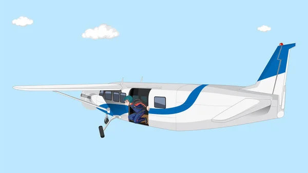 Paracaidista Avión Preparándose Para Saltar Ilustración — Vector de stock