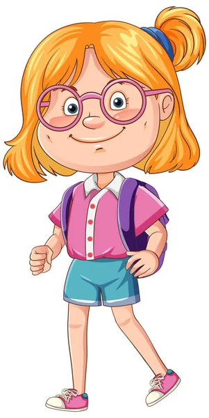 メガネのイラストを身に着けてかわいい女の子漫画のキャラクター — ストックベクタ