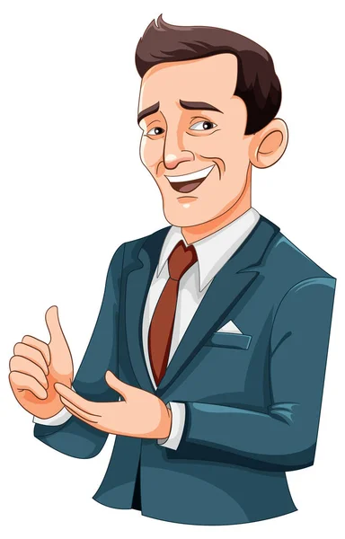 Homem Negócios Desenho Animado Personagem Ilustração — Vetor de Stock