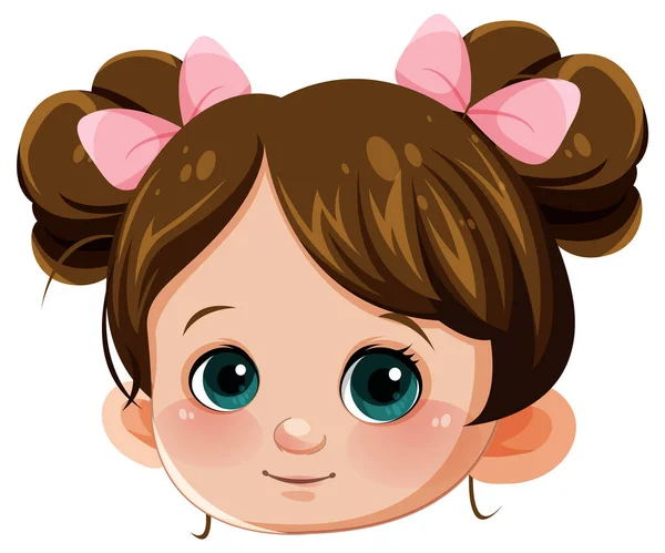 Cute Girl Twarz Bułką Włosy Ilustracja — Wektor stockowy