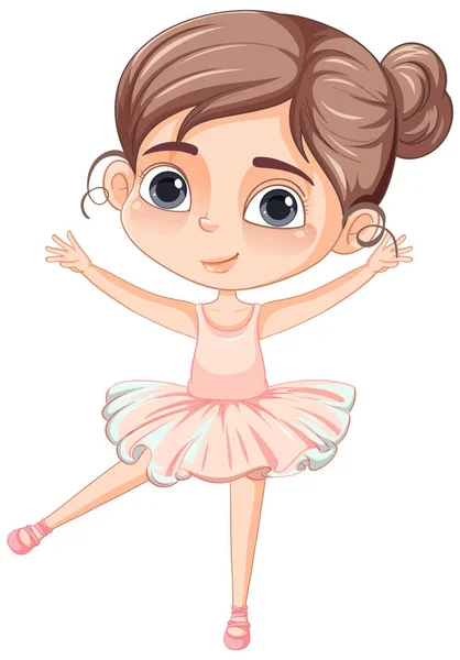 Χαριτωμένο Κορίτσι Χαρακτήρα Κινουμένων Σχεδίων Ροζ Εικόνα Στολή Μπαλέτου — Διανυσματικό Αρχείο