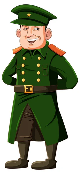 Happy Army Officer Cartoon Character Illustration — Stock Vector