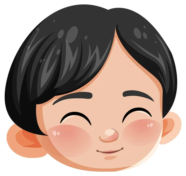 Cute Happy Asian Girl Happy Face Illustration — Stock Vector
