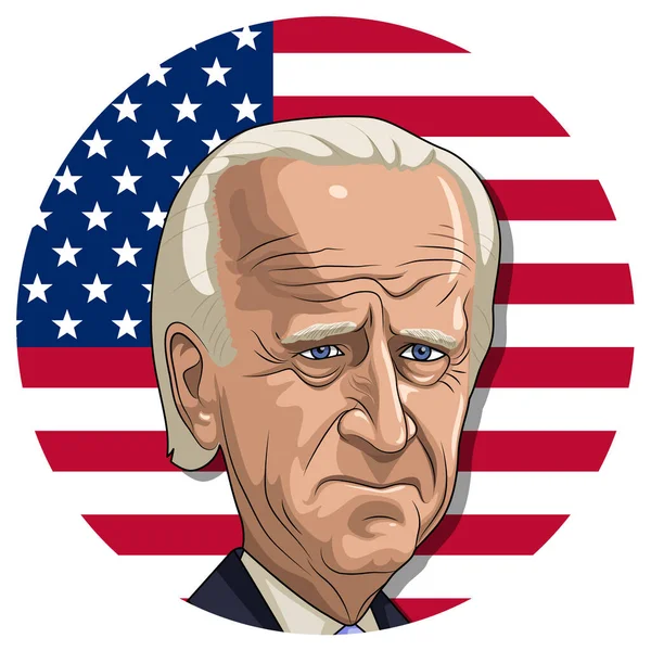 乔拜登美国政治家与美国国旗肖像卡通画 — 图库矢量图片