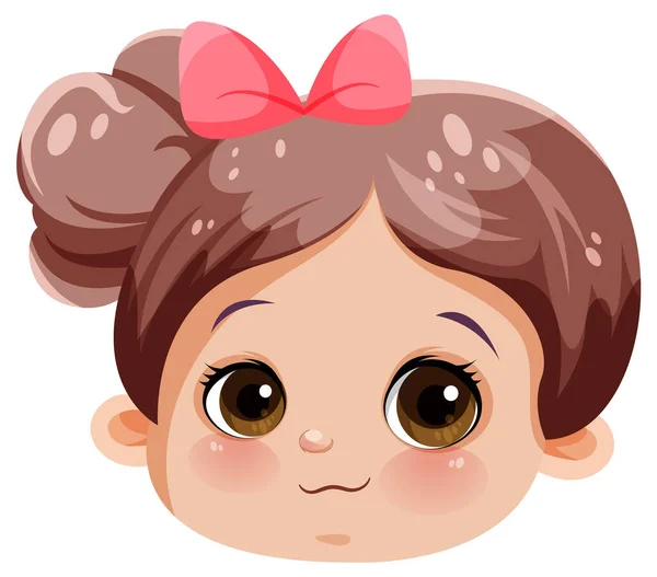 Little Cute Girl Big Eyes Illustration — Stock Vector