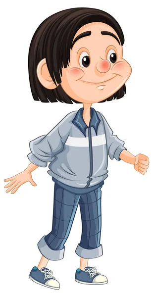 Meisje Dragen Casual Outfit Cartoon Karakter Illustratie — Stockvector