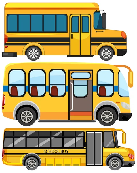 Illustrazione Collezione Vettoriale Scuolabus — Vettoriale Stock
