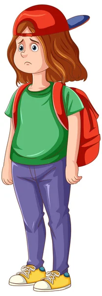 Illustrazione Delusa Del Personaggio Del Cartone Animato Della Ragazza Adolescente — Vettoriale Stock