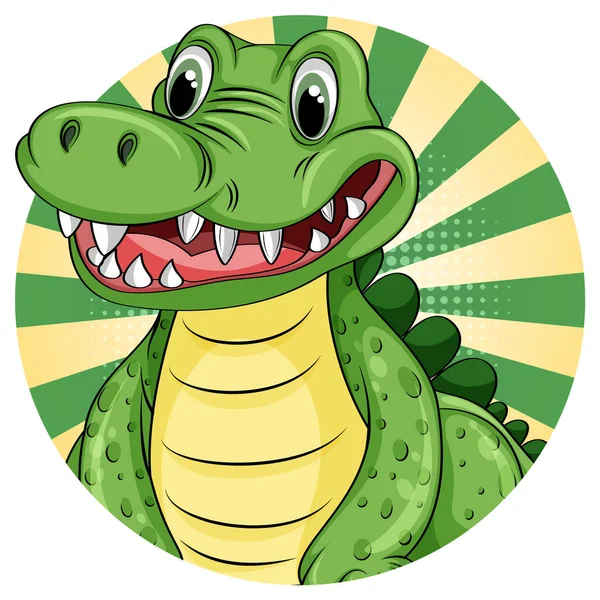 Mignon Personnage Dessin Animé Crocodile Sur Rétro Illustration Fond Bande — Image vectorielle