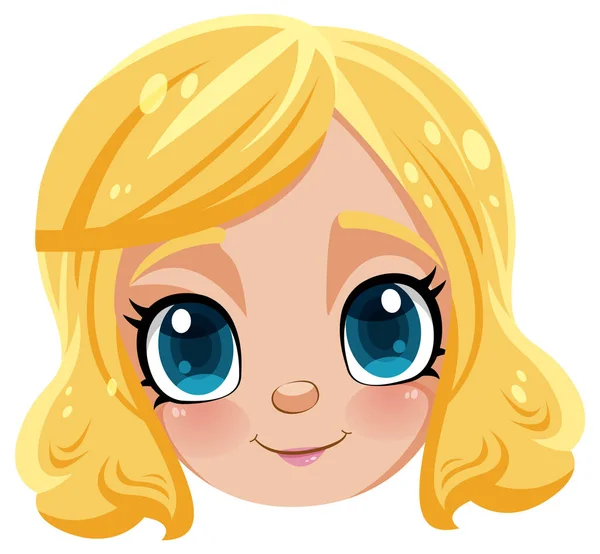 Urocza Dziewczyna Dużymi Oczami Blond Włosów Ilustracja — Wektor stockowy