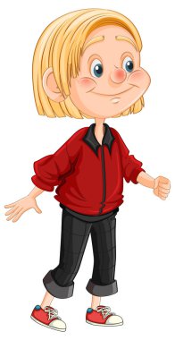 Sıradan kıyafet giyen kız çizgi film karakteri çizimi