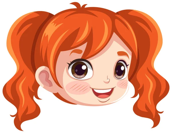 Cute Girl Ginger Hair Head Illustration — Stock Vector