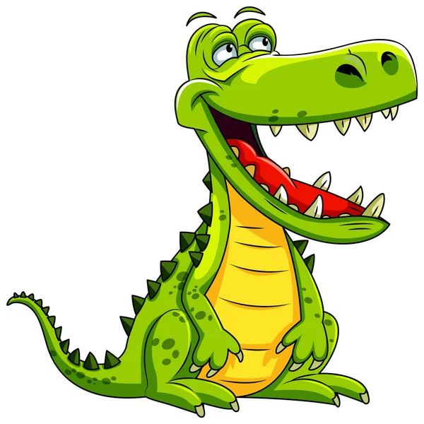 Nettes Krokodil Zeichentrickfigur Illustration — Stockvektor