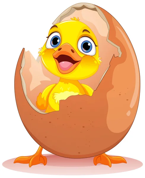 Little Duck Hatching Egg Illustration — Stock Vector