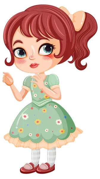 Cute Girl Dress Cartoon Character Illustration — Stock Vector