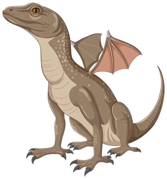 Reptilian Creature Dragon Wings Cartoon Style Illustration - Stok Vektor