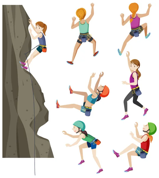 Rock Climbing Adventure Vector Set Illustration — Stock Vector