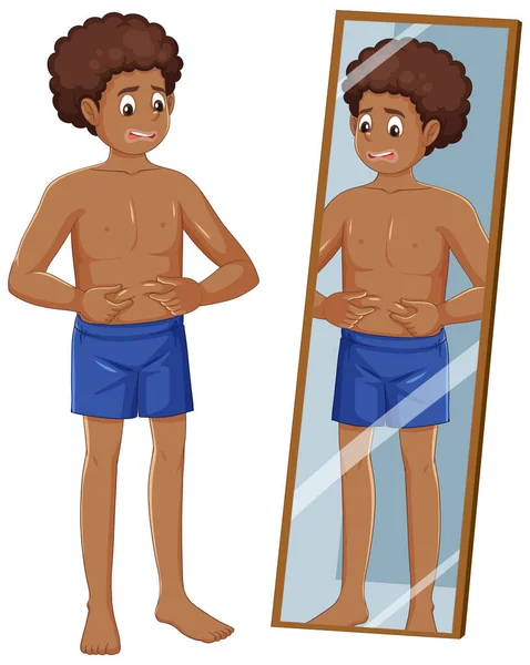 Puberty Boy Experiencing Physical Changes Illustration — Stock Vector