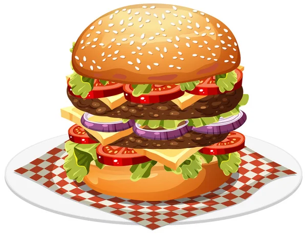 Izolowane Pyszne Hamburgery Ilustracja Kreskówka — Wektor stockowy