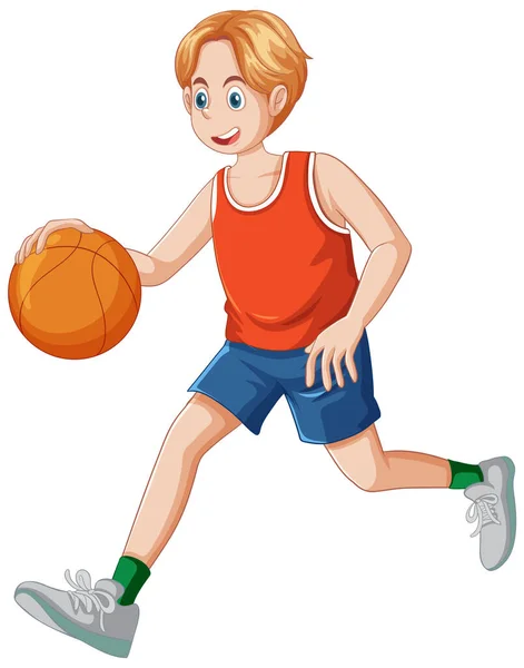 ティーン男の子のバスケットボールのイラストを再生 — ストックベクタ