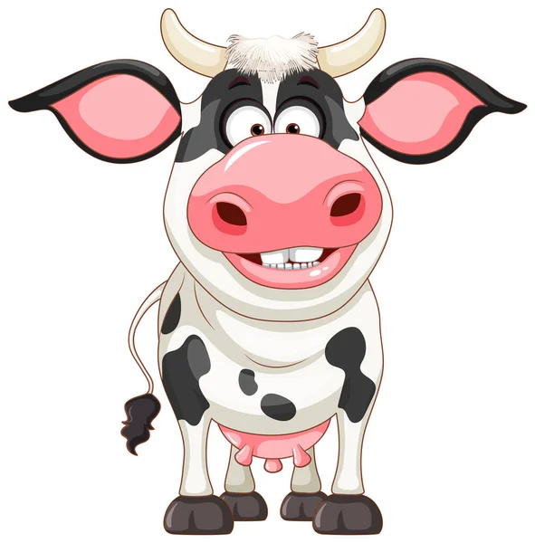 Bonito Vaca Desenho Animado Personagem Ilustração — Vetor de Stock