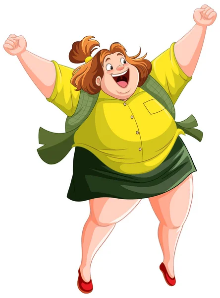 Gambaran Karakter Kartun Wanita Yang Kelebihan Berat Badan - Stok Vektor