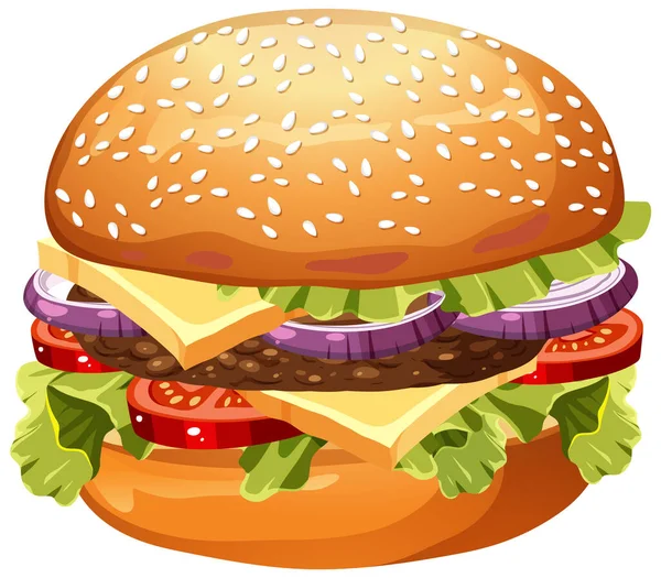 Ilustrasi Kartun Hamburger Lezat Yang Terisolasi - Stok Vektor