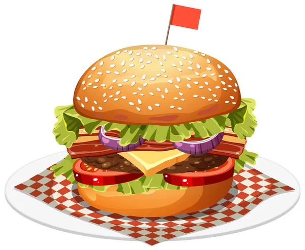 Izolované Lahodné Hamburger Kreslené Ilustrace — Stockový vektor