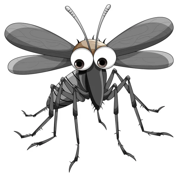 Sevimli Sivrisinek Çizgi Film Karakteri Uçan Illüstrasyon — Stok Vektör