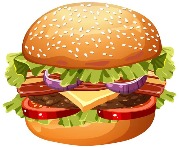 Isolado Delicioso Hambúrguer Desenho Animado Ilustração —  Vetores de Stock