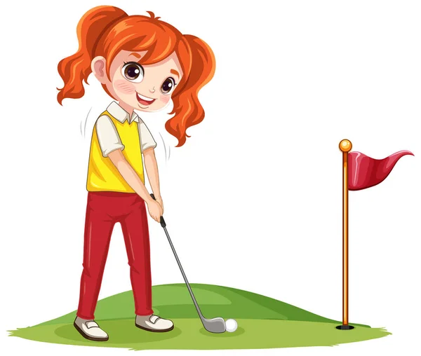 Isolato Professionista Golfista Personaggio Cartone Animato Isolato Illustrazione — Vettoriale Stock