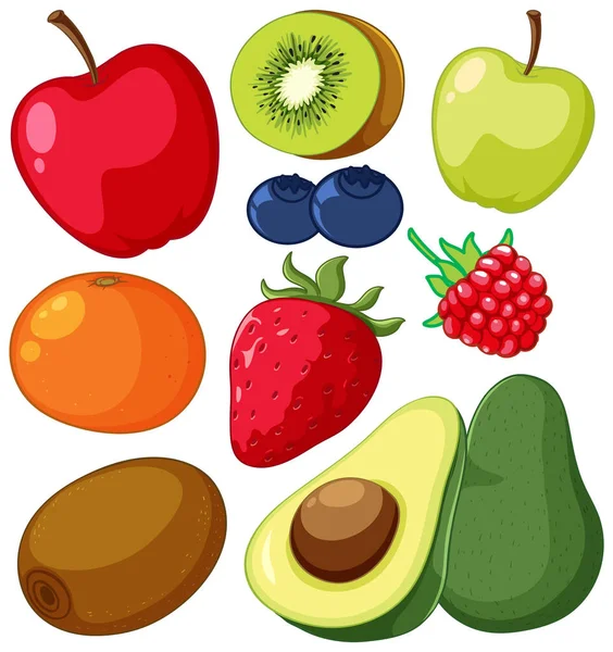Set Fruit Isolated Illustration — Stock Vector