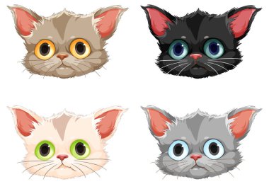 Çizgi Film Biçimi Çiziminde Şirin Kedi Kafası