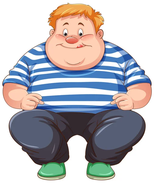 Sovrappeso Uomo Seduto Isolato Illustrazione — Vettoriale Stock
