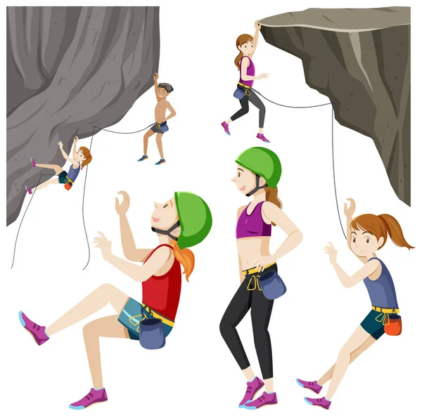 Bergsteiger Charakter Extremsport Active Lifestyle Illustration — Stockvektor