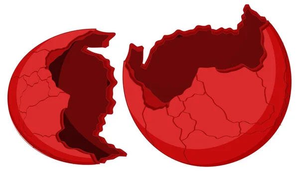Červené Popraskané Vejce Bílém Pozadí Ilustrace — Stockový vektor