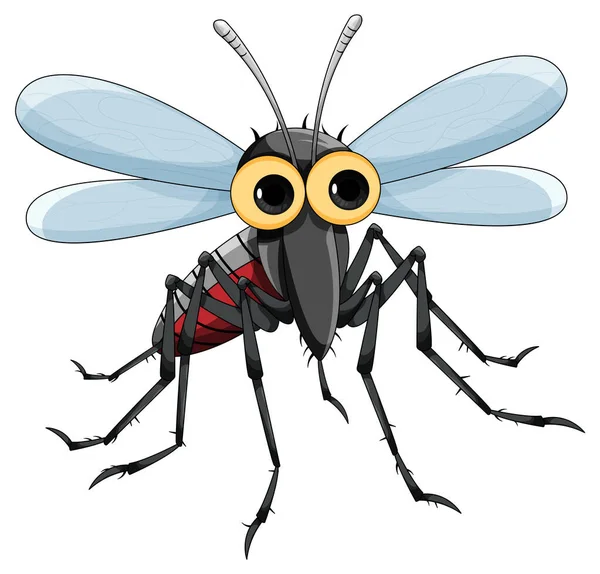 Sevimli Sivrisinek Çizgi Film Karakteri Uçan Illüstrasyon — Stok Vektör