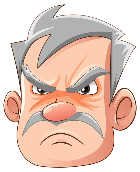 Adult Man Grumpy Expression Illustration — Stock Vector