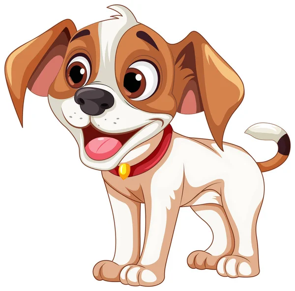 Netter Hund Zeichentrickfigur Stehend Illustration — Stockvektor