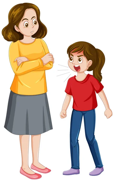 愤怒的女儿和关心的母亲的例证 — 图库矢量图片