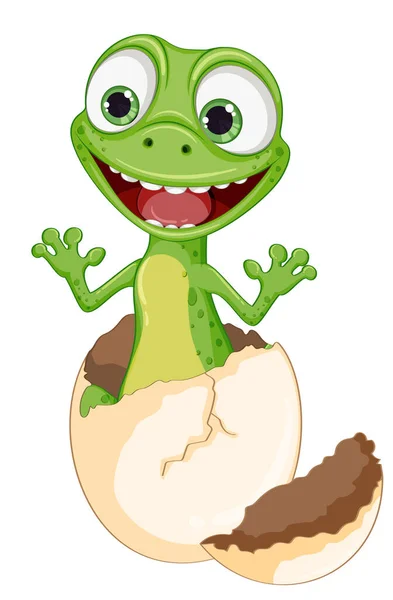 stock vector Funny Lizard Hatching From Egg illustration