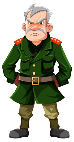 Illustration Personnage Officier Militaire Sérieux — Image vectorielle