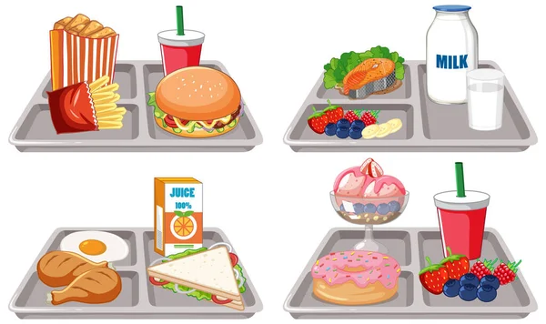 Egészséges Egészségtelen Élelmiszer Gyűjtemény Illusztráció — Stock Vector