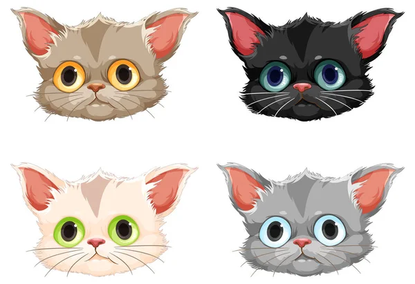 Cute Kitten Head Ilustracji Stylu Kreskówki — Wektor stockowy