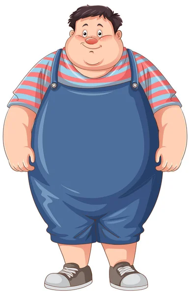 Overgewicht Man Cartoon Karakter Illustratie — Stockvector