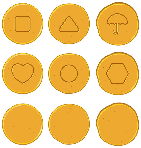 Ilustracja Zestawu Elementów Gry Dalgona Lub Honeycomb — Wektor stockowy