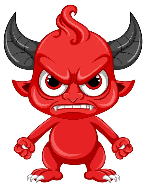 Diabo Irritado Desenho Animado Personagem Ilustração —  Vetores de Stock