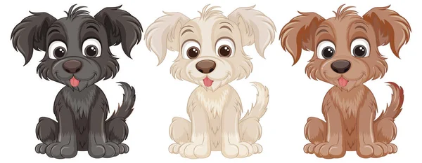 かわいい犬の漫画のキャラクターセットイラスト — ストックベクタ